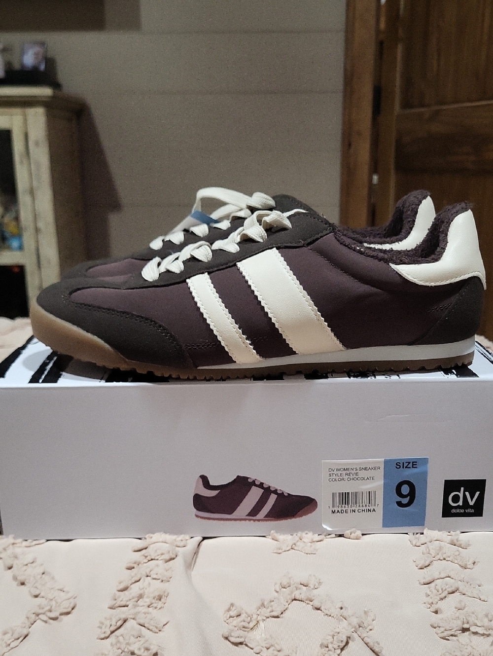 DV by Dolce Vita Chocolate and White Retro Sneakers